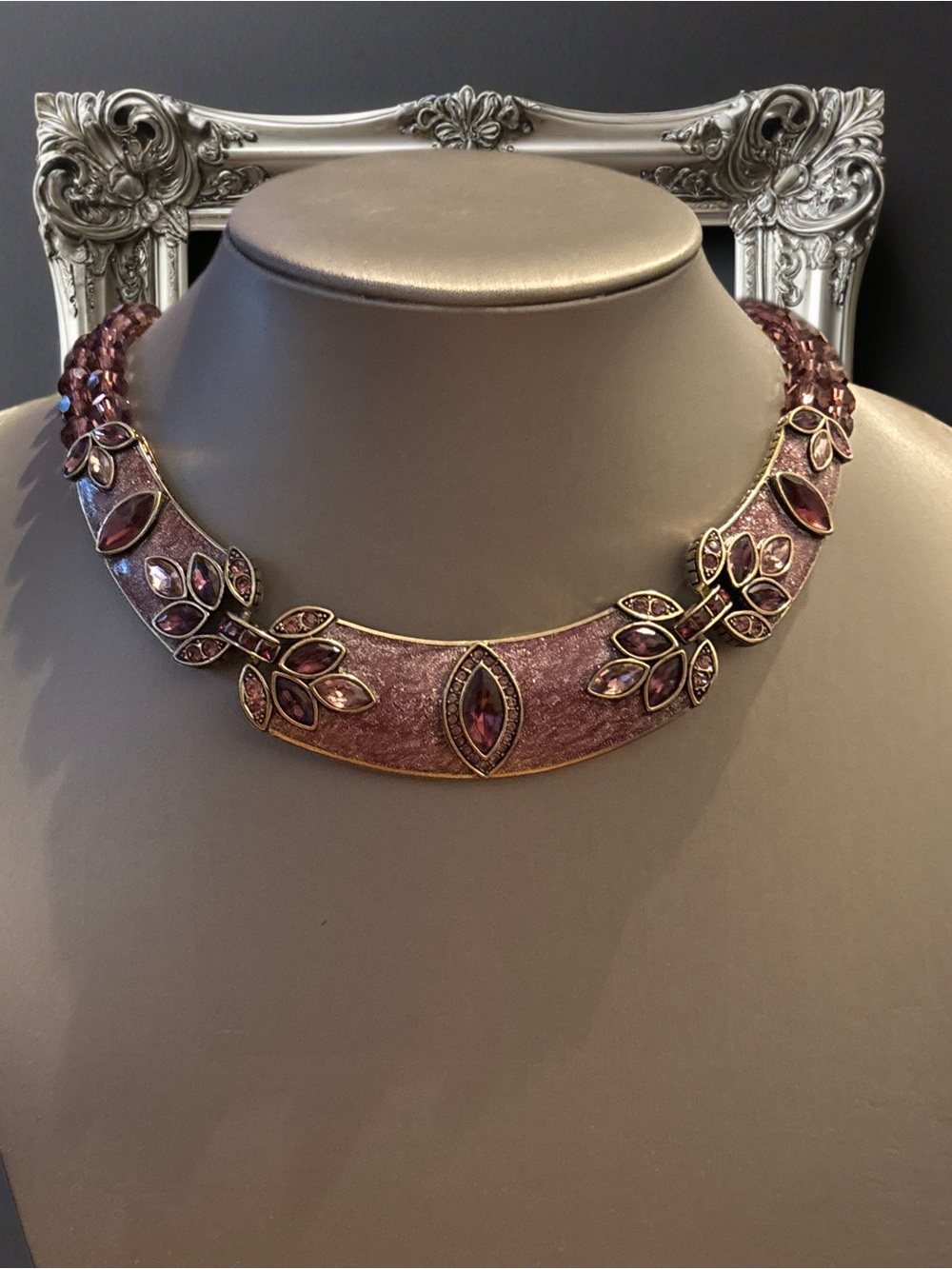 Heidi Daus Pink Crystal Floral Collar Necklace